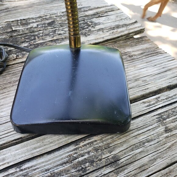 Vtg MCM Mid‎ Century Modern Industrial Black Gold Flex-Arm Desk Lamp Retro - Picture 7 of 16
